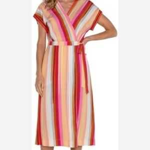 Liverpool Los Angeles M Rainbow Striped Wrap Maxi Dress EUC